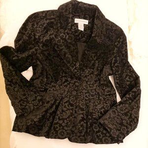Sag Harbor Sagharbor Short Jacket Black Small Velvet Flocked Like Holidays!